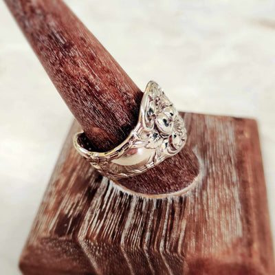 Sterling silver orange blossom spoon ring circa 1905